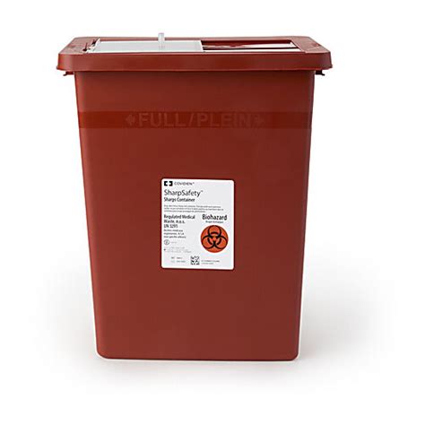 Sharps Container SharpSafety™ 8 Gallon Red Base / White Sliding Lid