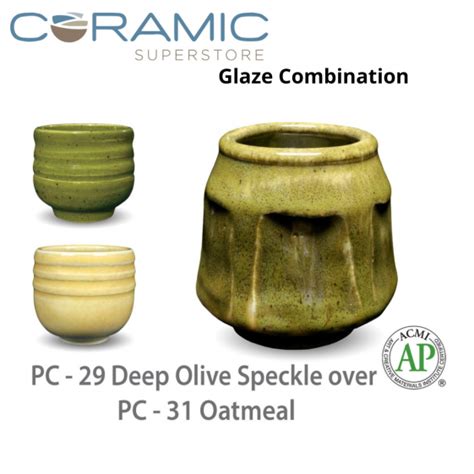 Deep Olive Speckle Pc Over Oatmeal Pc Pottery Cone Glaze