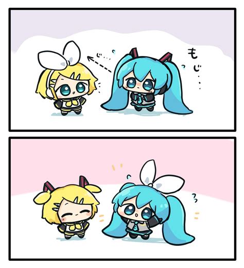 Hatsune Miku And Kagamine Rin Vocaloid Drawn By Nontao Danbooru