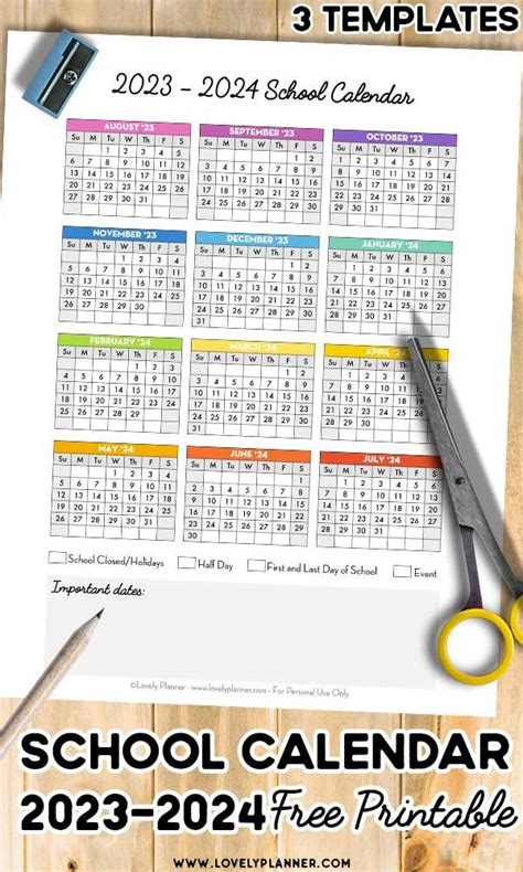 These Free Printable One Page 2023 2024 School Year Calendars Will Help