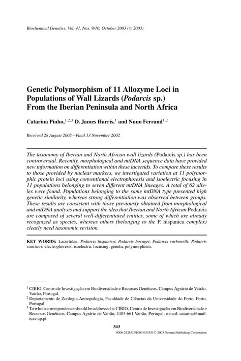 PDF Genetic Polymorphism Of 11 Allozyme Loci In Populations Of Wall