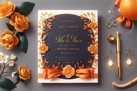 Preciosa Plantilla De Dise O De Tarjeta De Invitaci N De Boda Naranja