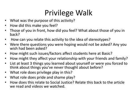 Ppt Privilege Walk Powerpoint Presentation Free Download Id2595441