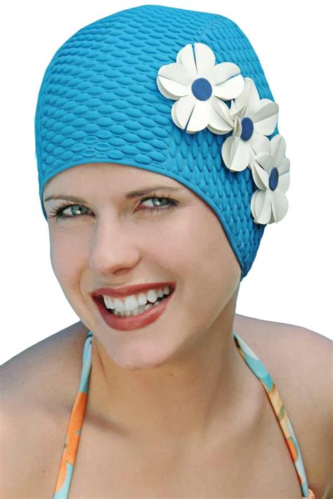 Vintage Swim Caps For Women Triple Flower Swimcap