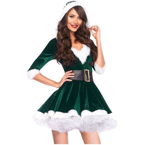 Femmes Cosplay Noël Sexy Furry Manches Longues Robe Sexy Vêtements De Noël Lingerie Sexy Vert