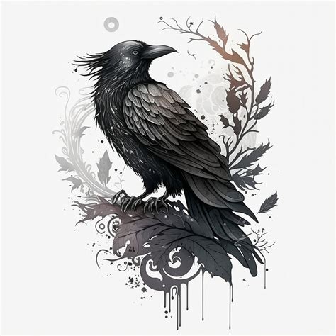 Raven Tattoo Design White Background PNG File Download High Resolution ...