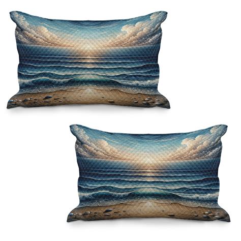 Ambesonne Seascape Quilted Pillowcover Set Of 2 Fish Eye Effect