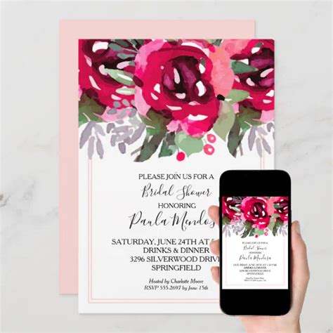 Elegant Watercolor Flowers Bridal Shower Invitation Zazzle