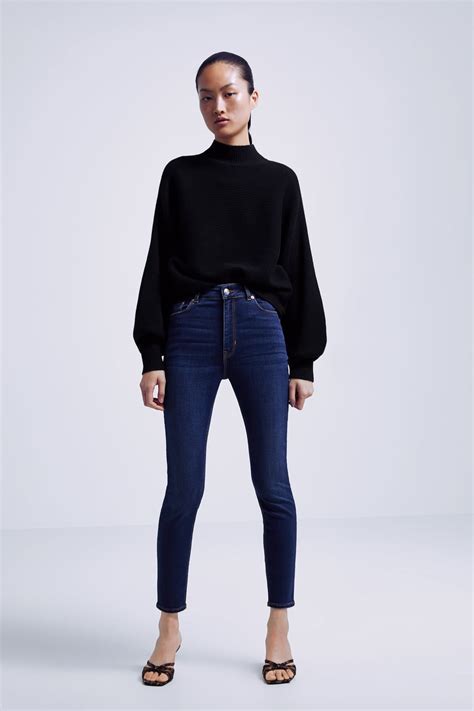 Image Of Zw Premium Jeans In Deep Blue From Zara High Waist Women