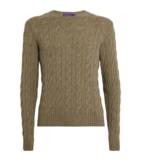 Ralph Lauren Purple Label Green Cashmere Cable Knit Sweater Harrods Uk