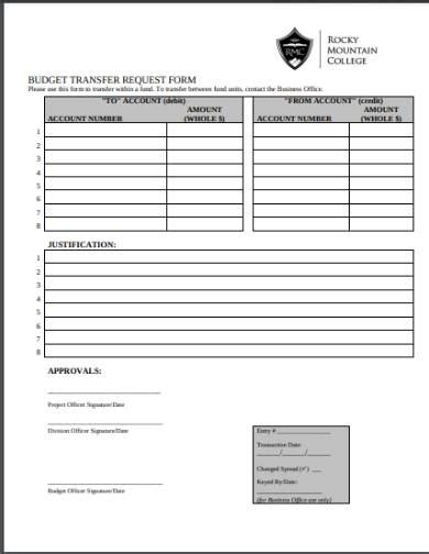 Free Budget Transfer Forms In Pdf Excel