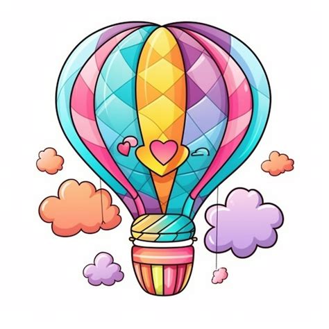 Premium AI Image A Colorful Hot Air Balloon With Hearts Flying In The Sky Generative Ai