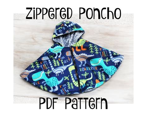 Pdf Pattern Zippered Carseat Poncho Instant Download Poncho Many Sizes