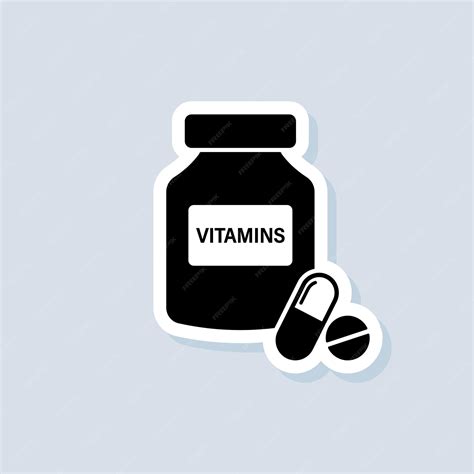 premium vector vitamins sticker pills icon medical logo tablets