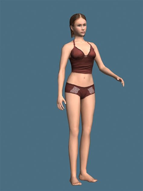 Underwear Woman Rigged 3d Model 3ds Max Maya Files Free Download Cadnav