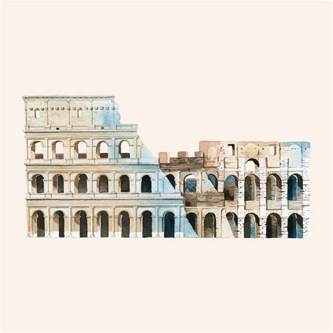 The Roman Colosseum painted by watercolor - Download Free Vectors ...