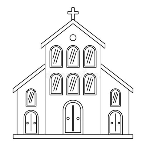 Catholic Church Icon, Outline Style Stock Illustration - Illustration ...