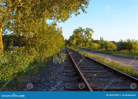 Railroad Tracks in the Sunset 4 Stock Image - Image of iron, line: 99937469