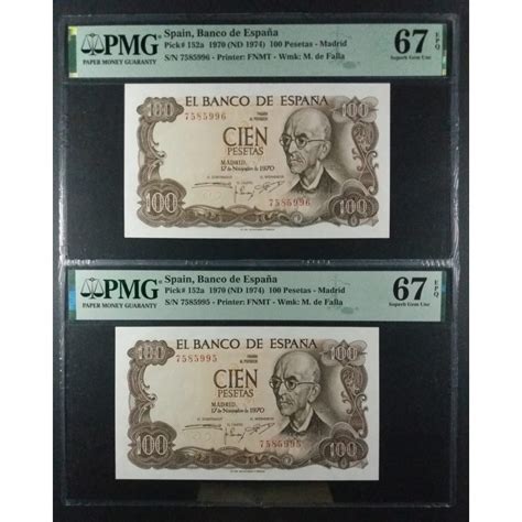 Comprar Pesetas Sin Serie Pmg Epq Pareja Correlativa En