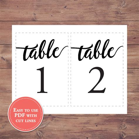 Printable Wedding Table Numbers Printable Templates