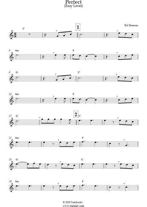 Perfect Nivel F Cil Ed Sheeran Partitura Flauta Travesera