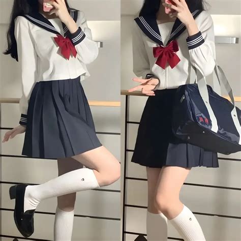 Japanische Schuluniform M Dchen JK Anzug Sexy Wei Und Marine Top Rote