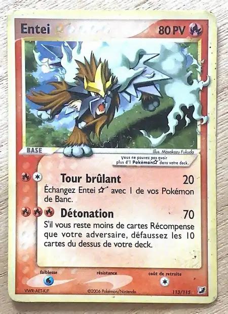 Entei Star 113 115 EX Forces Cachées carte Pokemon