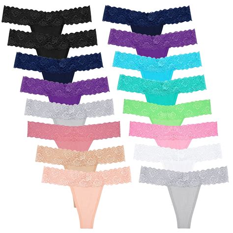 Sunm Boutique Women S Lace Thongs Cotton Underwear 16 Pack Assorted