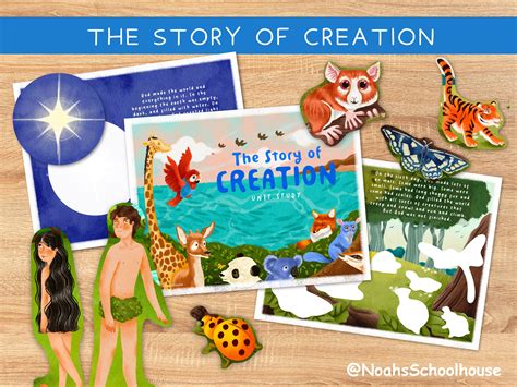 Printable Creation Story Unit Study Homeschool Sunday School Lessons Cut and Paste - Etsy