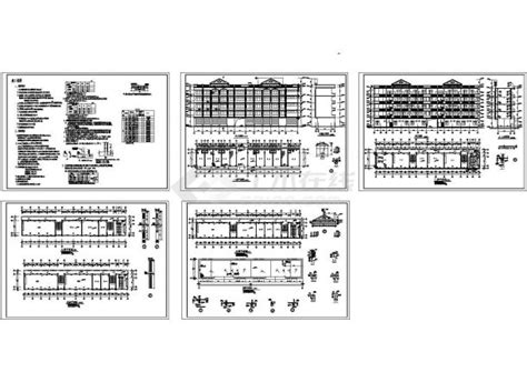 某学校五层综合楼建筑扩初cad图，含施工说明图纸设计说明土木在线