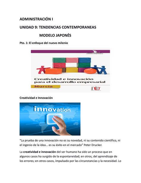 Administracion I Unidad 9 Tendencias Contemporaneas Modelo