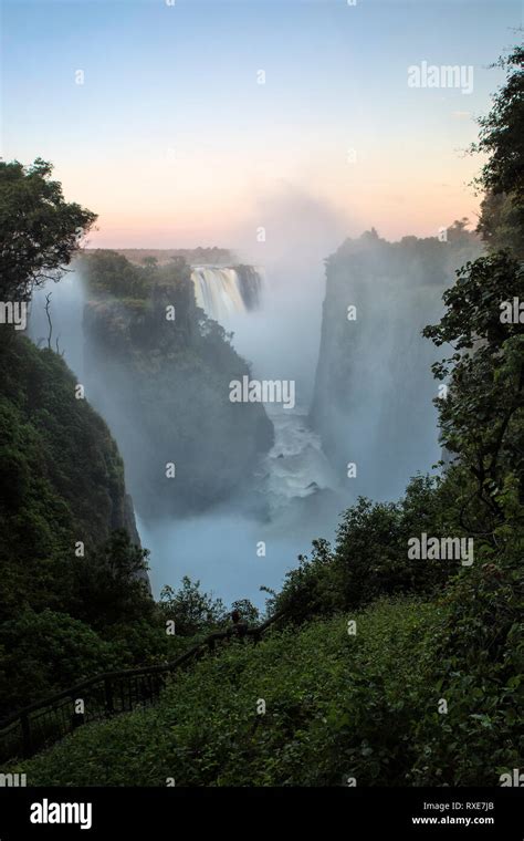 Victoria Falls from the Zimbabwe side at dusk Stock Photo - Alamy