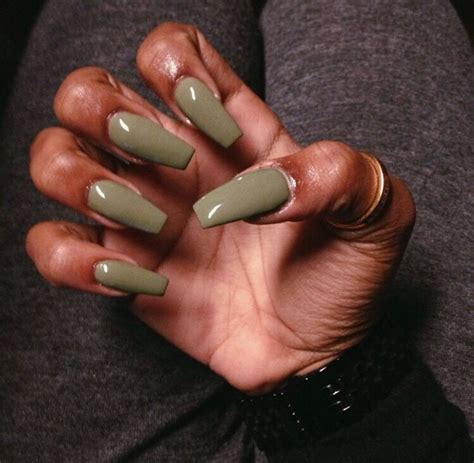 Olive Green Nails Green Nails Dark Nails Dark Skin Nail Color