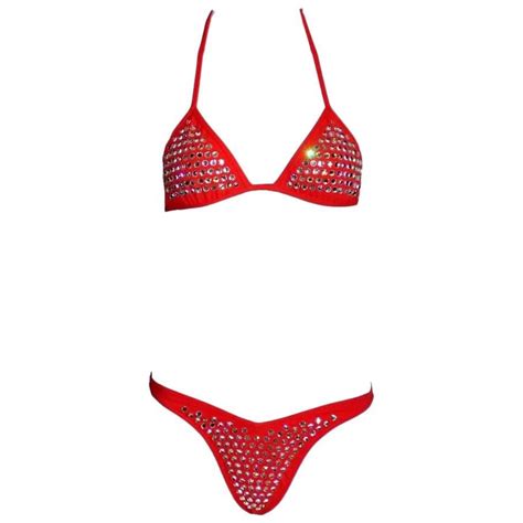 Iconic CHANEL Collector S 1995 Red Crystal String Bikini For Sale At 1stDibs Chanel String