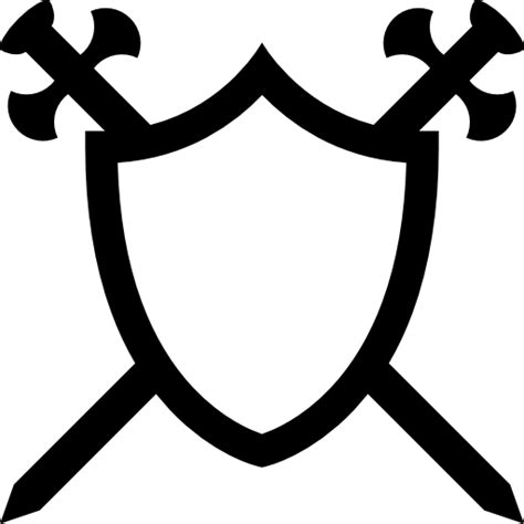 Crossed Swords And Shield Outline