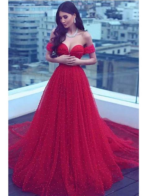 Luxury Prom Dresses Sweetheart Beading Sparkly Red Prom Dress Long Eve Anna Promdress