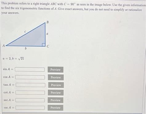 Solved This Problem Refers To A Right Triangle ABC With C Chegg