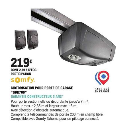 Promo Motorisation Pour Porte De Garage Gdk Chez E Leclerc Brico