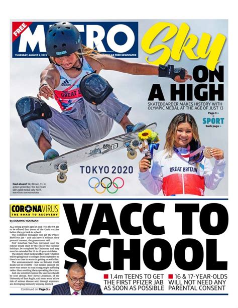 Metro Front Page 5th Of August 2021 Tomorrows Papers Today