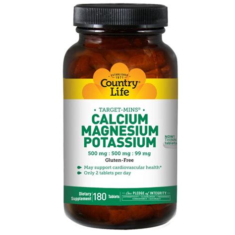 Country Life Target Mins Calcium Magnesium Potassium 180 Tablets