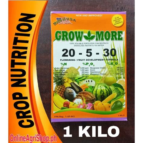 GROW MORE 20 5 30 FLOWERING OR FRUIT DEVELOPMENT FORMULA FOLIAR