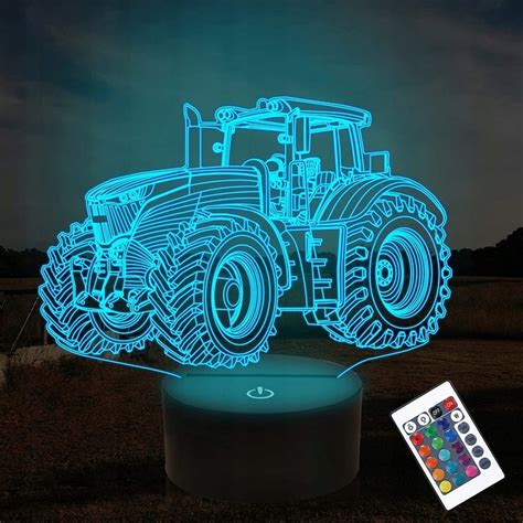 Lampka Nocna Traktor Farma Ciągnik 16 Kolorów 3D Led Plexido Na Biurko