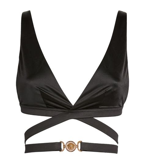 Womens Versace Black Crossover Strap Bikini Top Harrods Uk