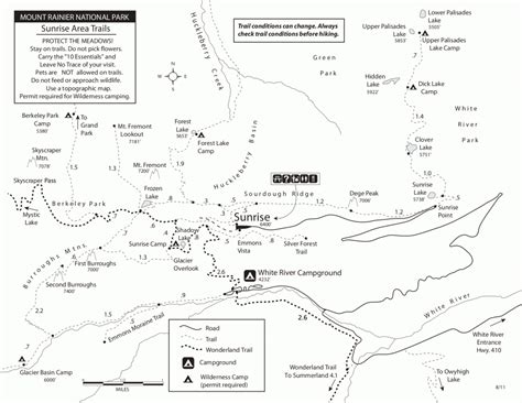 Mt Rainier Hiking Trails Map - TravelsFinders.Com