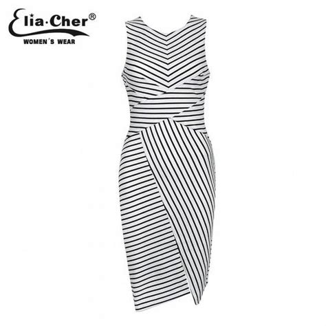 Купить Elia Cher бренд лето 2015,платье в черно белую полоску, стройнит ...