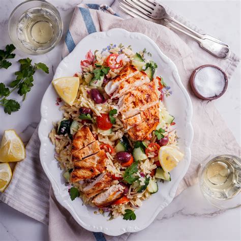 Greek Orzo Salad With Grilled Chicken Simply Delicious