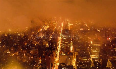 Foggy New York by night stock photo. Image of building - 180371230