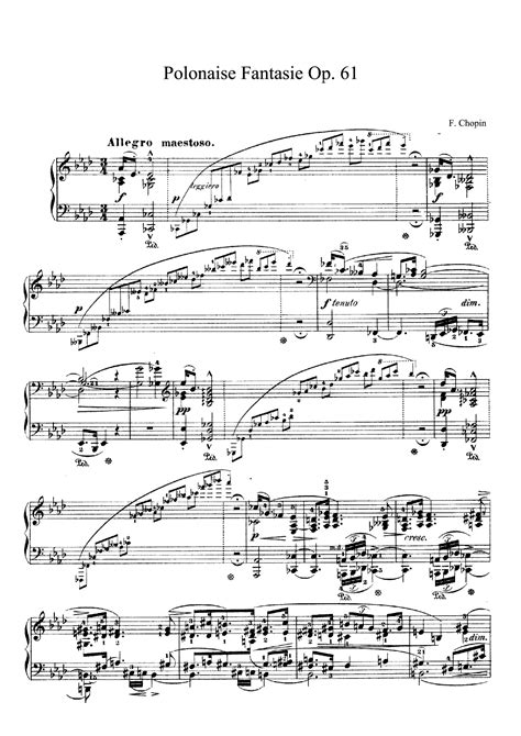 Chopin Polonaise Fantasie Op 61 In Ab Major Arr Public Domain Sheet