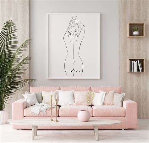 Nude Woman Line Drawing Female Figure Modern Art Nude Line Art