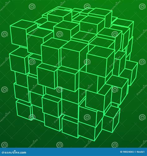 Wireframe Mesh Cube Stock Vector Illustration Of Object 98024065